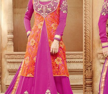 Kimora1305 Vibrant PinkOrange Net Silk Embroidery FloorLength Anarkali Suit at Zikimo 1 Kimora1305 Vibrant PinkOrange Net Silk Embroidery FloorLength Anarkali Suit at Zikimo