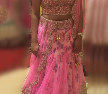 Pink Floral Stone work PartyWear Lehenga Choli at Zikimo