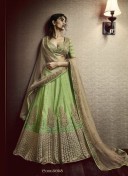 PistaGreen5058 Velvet Net Indian Wedding Festive Wear Lehenga at Zikimo