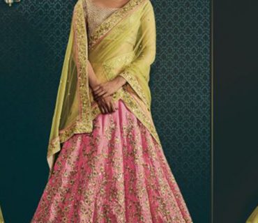 LirilPinkGreen5059 Silk Net Indian Wedding Festive Wear Lehenga at Zikimo 1 LirilPinkGreen5059 Silk Net Indian Wedding Festive Wear Lehenga at Zikimo