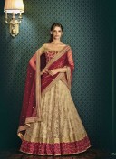 Biege Maroon5071 Net Indian Wedding Festive Wear Lehenga at Zikimo