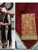 Maroon Crape All Over Punjabi Salwar Kameez With chiffon duppta at Zikimo