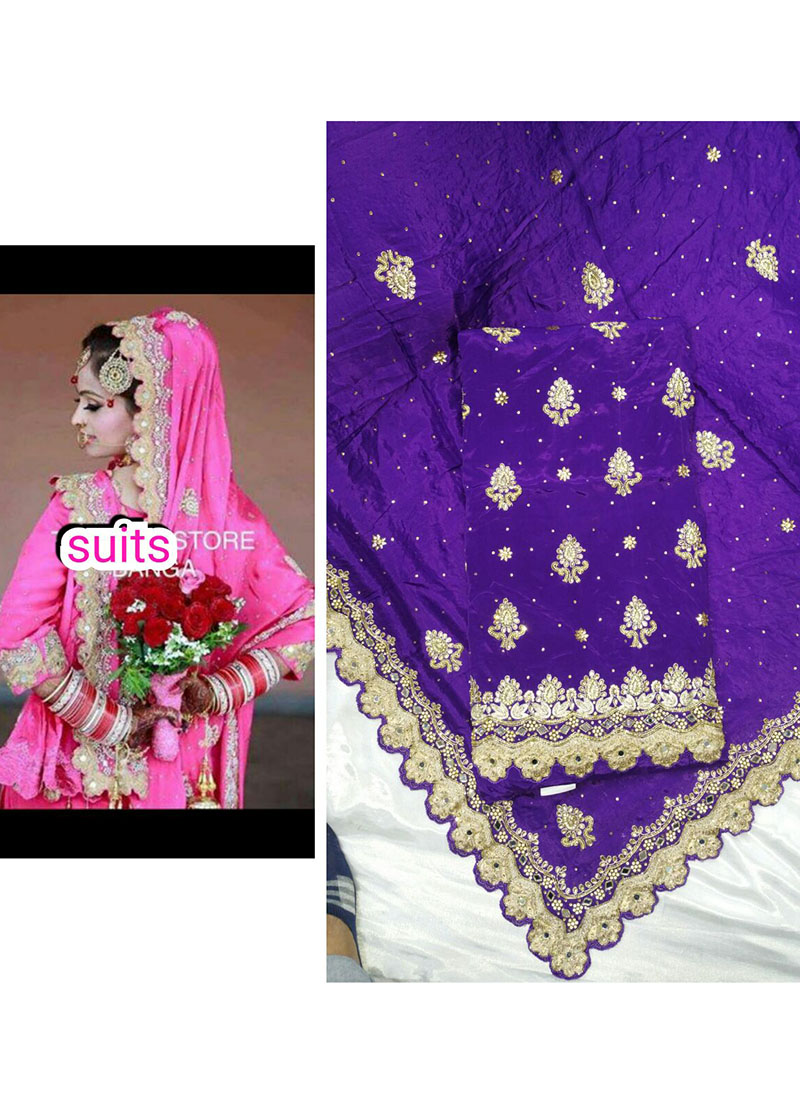 Blue Dupion All Over Punjabi Salwar Kameez With chiffon duppta at Zikimo 1 Blue Dupion All Over Punjabi Salwar Kameez With chiffon duppta at Zikimo