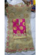 PinkCream Dupion Siyoni Punjabi Salwar Kameez With Net duppta at Zikimo