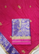 BlueMaroon Brocade Siyoni Punjabi Salwar Kameez With chiffon duppta at Zikimo