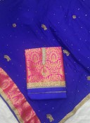 BluePink Brocade Siyoni Punjabi Salwar Kameez With chiffon duppta at Zikimo