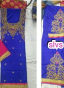 BluePink CharlieSilk Banarasi Punjabi Salwar Kameez With chiffon duppta at Zikimo