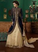 Tan NavyBlue9005 Velvet NetSatin Embroidery Wedding Lehenga Choli at Zikimo