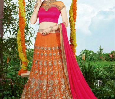 OrangePink9401 Net Silk Indian Wedding Wear Embroidred Lehenga Choli At Zikimo 1 OrangePink9401 Net Silk Indian Wedding Wear Embroidred Lehenga Choli At Zikimo