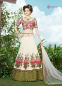Cream9403 Silk Indian Wedding Wear Embroidred Lehenga Choli At Zikimo