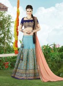 Skyblue9408 Silk Indian Wedding Wear Embroidred Lehenga Choli At Zikimo