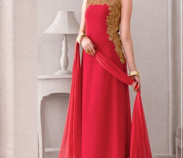RedishPink107 Georgette Indian Wedding Ankle Length Straight Suit at Zikimo