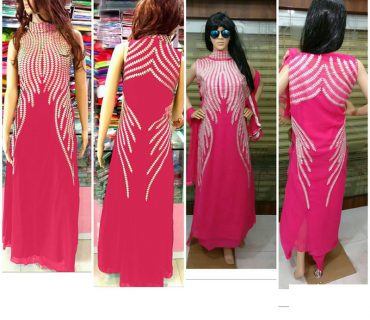 Pink106 Georgette Front & Back Side Full Embroidery Work PartyWear Suit at Zikimo