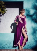 Purple17001 Velvet Wedding Party Winter Straight Suit at Zikimo