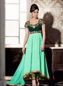 Karishma Green Georgette Embroidery PartyWear Anarkali Suit at Zikimo