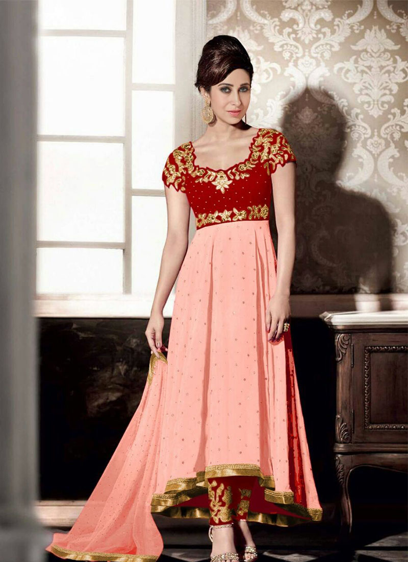 Karishma Maroon Georgette Embroidery PartyWear Anarkali Suit at Zikimo 1 Karishma Maroon Georgette Embroidery PartyWear Anarkali Suit at Zikimo
