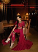 PurpleMagenta6205 Malaika Arora Khan Georgette Embroidery Work PartyWear Suit at Zikimo