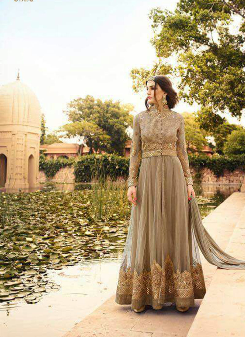 Grey7103 Georgette Indian Wedding PartyWear Suit at Zikimo 1 Grey7103 Georgette Indian Wedding PartyWear Suit at Zikimo