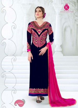 BlueMagenta43003 Georgette Weddding Party Straight Long Suit at Zikimo