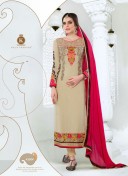 BiegeMagenta43004 Georgette Weddding Party Straight Long Suit at Zikimo