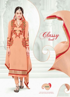 PeachRed43005 Georgette Weddding Party Straight Long Suit at Zikimo