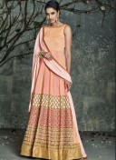 PeachPink6005 Silk WeddingParty Anarkali Suit at Zikimo