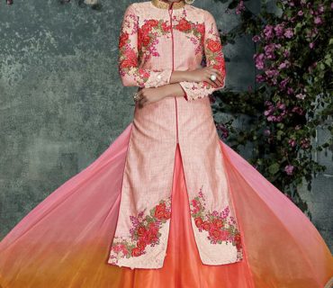 OmbreOrangePink6006 Silk WeddingParty Lehenga Choli at ZIkimo 1 OmbreOrangePink6006 Silk WeddingParty Lehenga Choli at ZIkimo