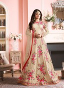 BiegePink97002 AustralianSilk WeddingParty Anarkali Suit at Zikimo