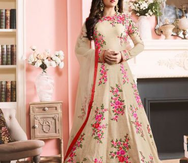 BiegePink97002 AustralianSilk WeddingParty Anarkali Suit at Zikimo 1 BiegePink97002 AustralianSilk WeddingParty Anarkali Suit at Zikimo