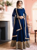 Royalblue97003 VaidhiSilk WeddingParty Anarkali Suit at Zikimo