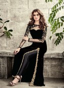 Black3802 Velvet PartyWear Plazzo Pants Suit at ZIkimo