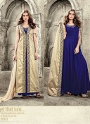 BiegeBlue3803 Velvet PartyWear Plazzo Suit at ZIkimo