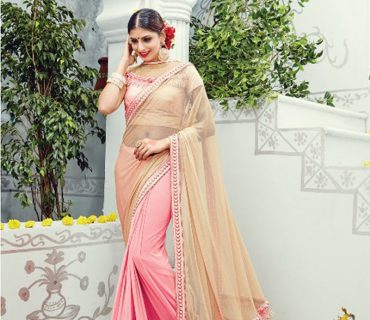 BabyPink3615 ImportedFabric With Net Zari.DiamondWork WeddingParty Saree At Zikimo