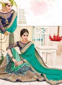 GreenBlue2510 Georgette WeddingParty Saree At Zikimo