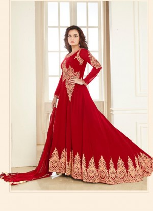 Red7005B Georgette PartyWear DiyaMirza Anarkali Suit at Zikimo