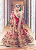 BrickRed Zardosi Hand Embroiery Indian Bridal Lehenga Choli at Zikimo