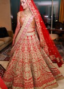 HotRed Zardosi GottaWork Indian Bridal LehengaCholi With Two Dupattas at Zikimo