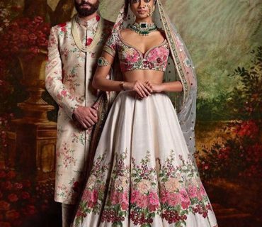 OffWhite38513 DupionRawsilk BrideLehenga With Groom Sherwani at Zikimo 1 OffWhite38513 DupionRawsilk BrideLehenga With Groom Sherwani at Zikimo