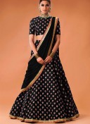 Black01 BhagalpiuriSIlk Indian WeddingParty Fusion Lehenga Choli at ZIkimo