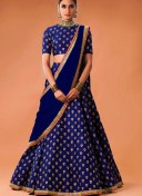 Blue02 BhagalpiuriSIlk Indian WeddingParty Fusion Lehenga Choli at ZIkimo
