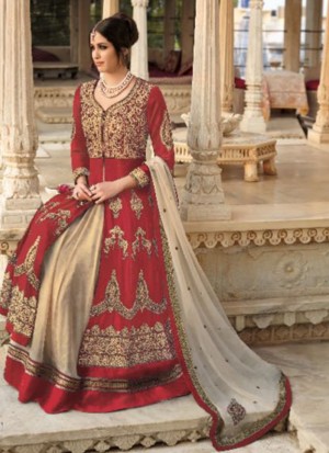 Red7299C Georgette Indian WeddingParty Lehenga Choli at ZIkimo