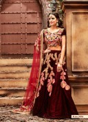 Maroon3554 2Tone Velvet Indian WeddingParty Lehenga Choli at ZIkimo