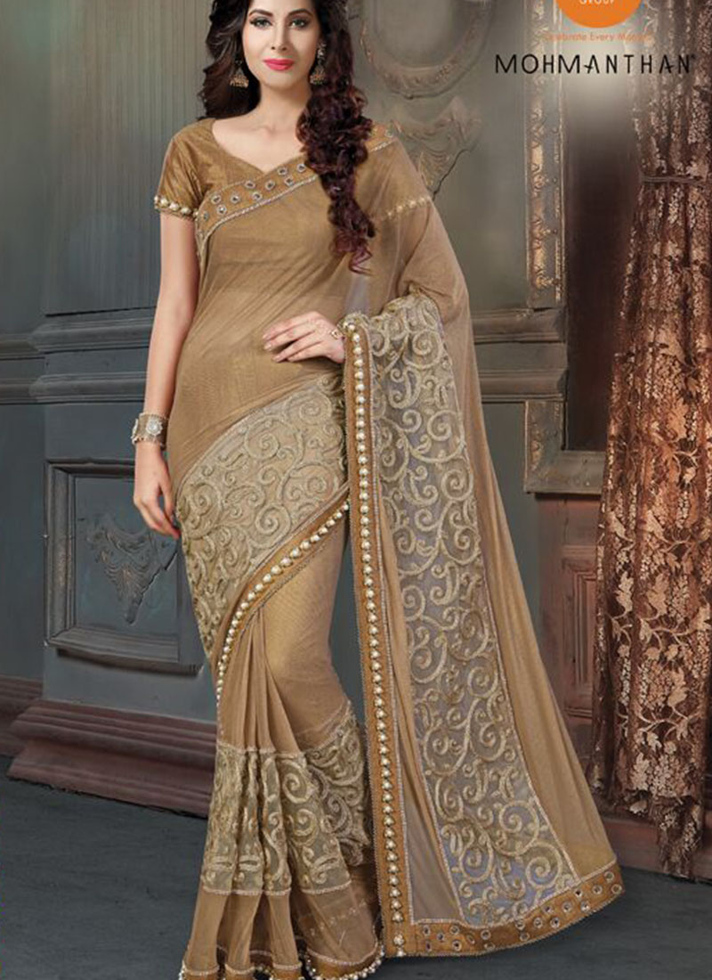 AntiqueBrown4215 KnitRawSilk 3D Embroidery IndianWedding Saree at ZIkimo 1 AntiqueBrown4215 KnitRawSilk 3D Embroidery IndianWedding Saree at ZIkimo