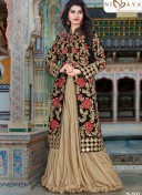 BiegeBlack502 Artsilk Velvet Indian WeddingParty Fusion Lehenga Choli at ZIkimo