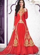 TomatoRed512 Net Indian WeddingParty Fusion Lehenga Choli at ZIkimo