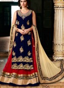 RedBlueBiege515 Net VelvetGeorgette Indian Wedding Fusion Lehenga Choli at ZIkimo