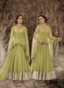 Liril3040 Georgette WeddingParty Cape FloorLength AnarkaliSuit at ZIkimo