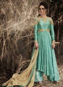 SeaGreen3043 Bhagalpuri WeddingParty InclineCut Suit at ZIkimo