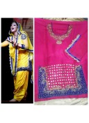 MagentaBlue All Over Dupion Embroidery Punjabi Salwar Kameez With chiffon duppta at Zikimo