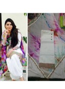 White Dupion All Over Embroidery Punjabi Salwar Kameez With chiffon Rangla duppta at Zikimo